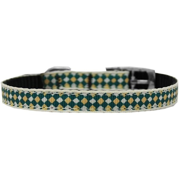 Mirage Pet Products Green Checkers Nylon Dog Collar with Classic Buckle 0.37 in. Size 10 126-222 3810